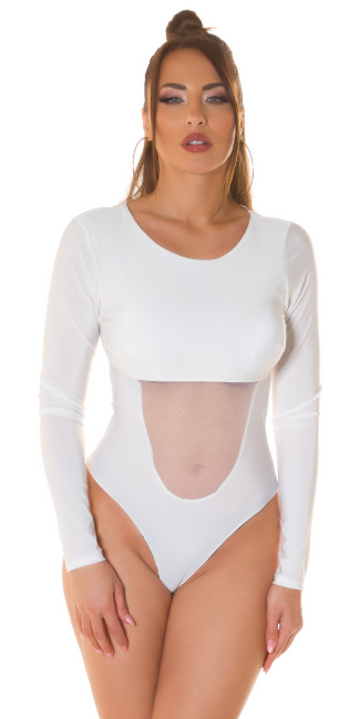Body with Mesh Insert and long sleeves White
